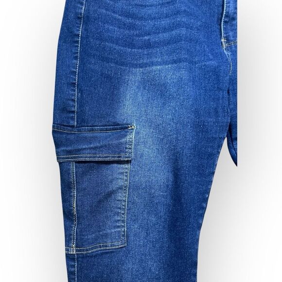 Blue Savy Cargo Jeans Women’s 22 Retro Blue Skinny Leg Denim - Picture 3 of 7